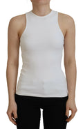 Haut blanc sans manches à col rond en viscose dsquared² pour un style décontracté et élégant