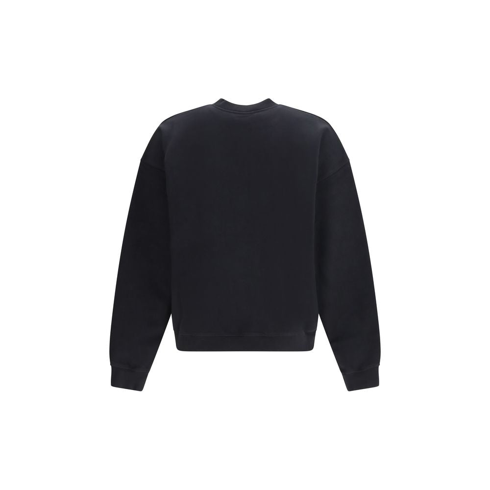 Sweatshirt en coton noir de la marque Dsquared², coupe décontractée avec logo brodé sur la poitrine, vue de face.
