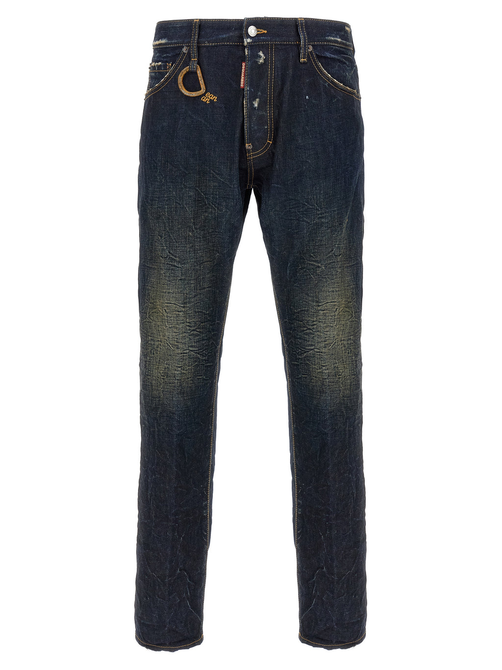 Jeans slim en coton bleu de Dsquared², coupe ajustée et moderne, affichés sur un mannequin.
