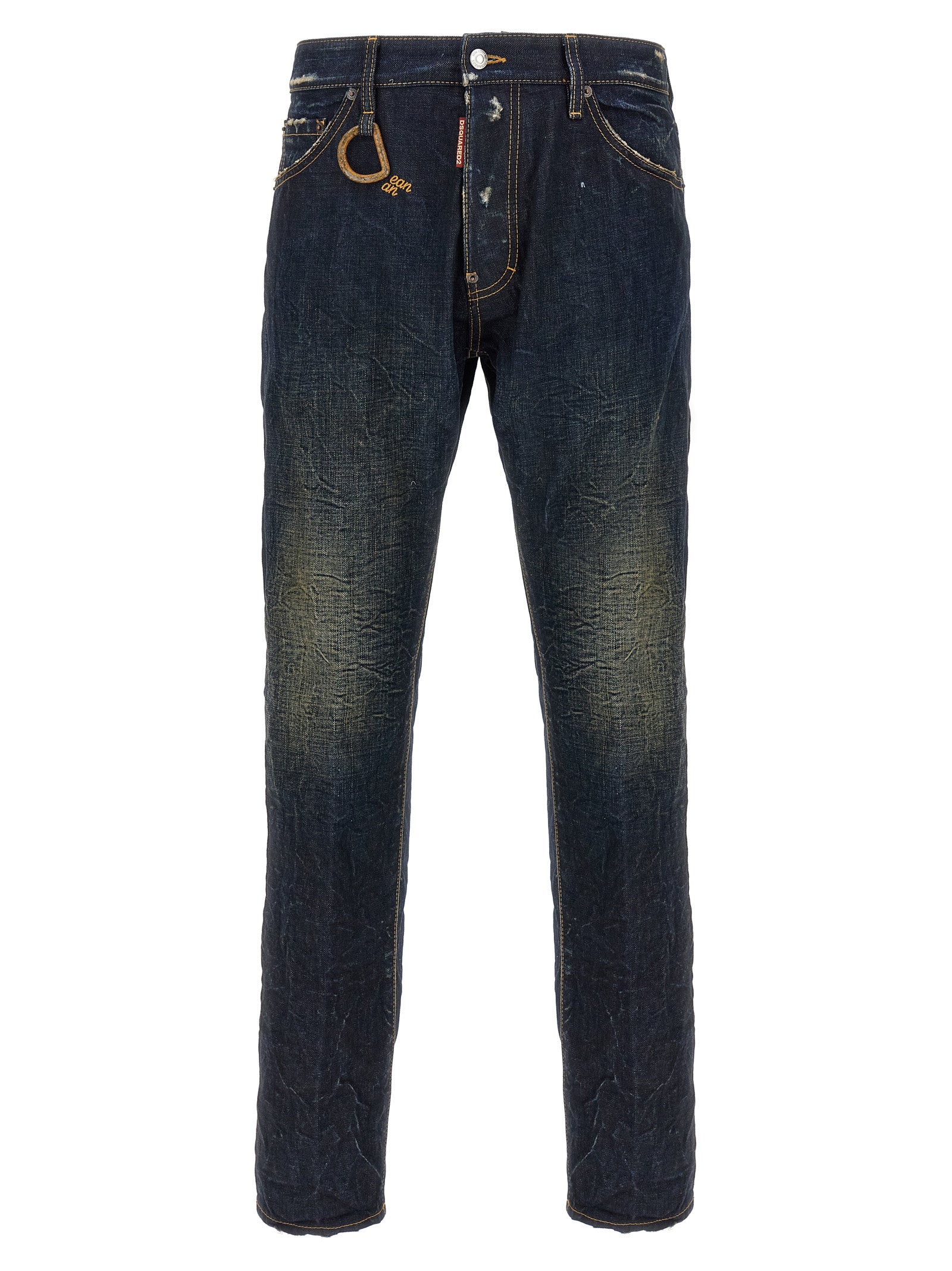 Jeans slim en coton bleu de Dsquared², coupe ajustée et moderne, affichés sur un mannequin.