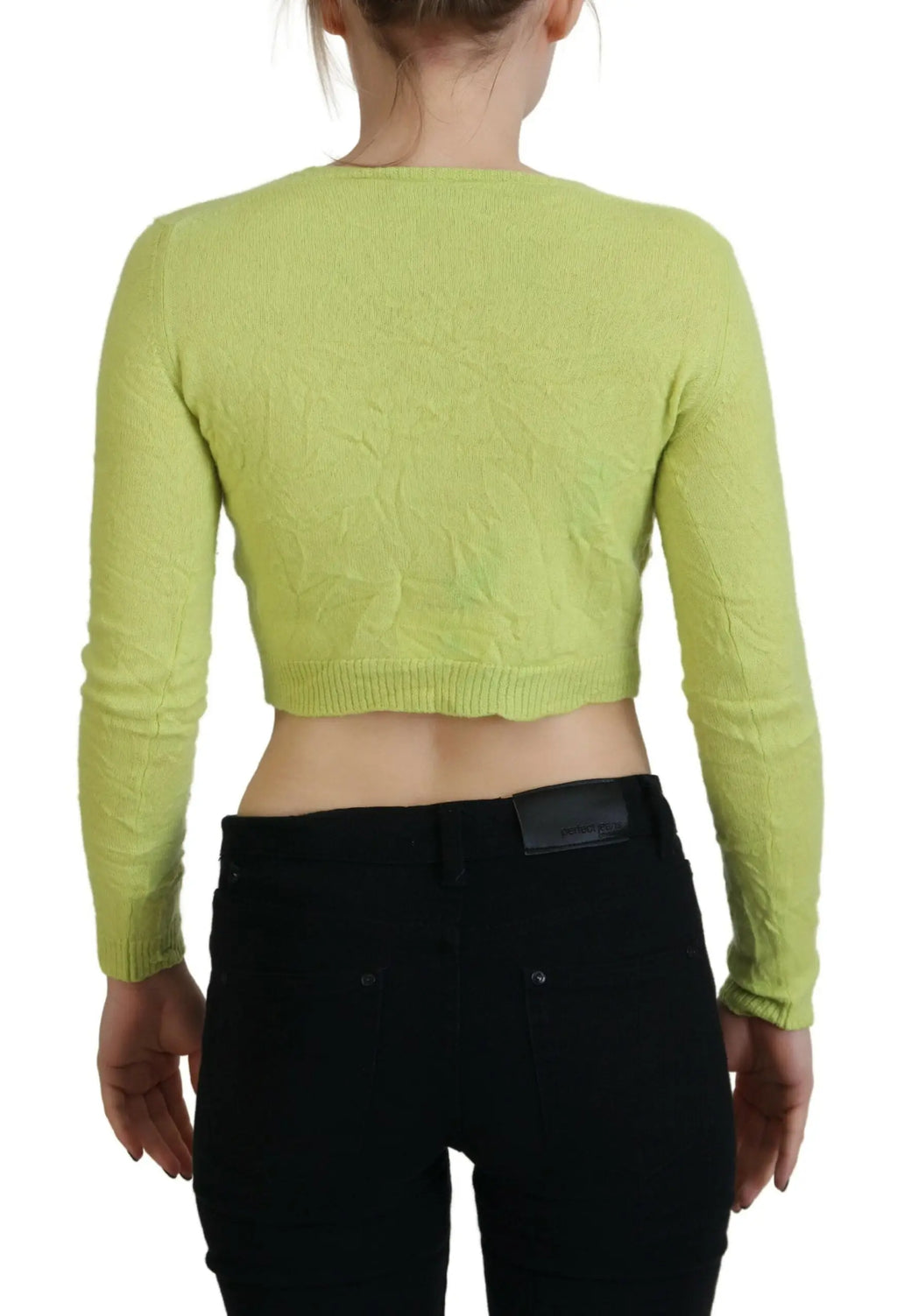 Dsquared² pull court en cachemire vert jaune avec manches longues et motif texturé en maille