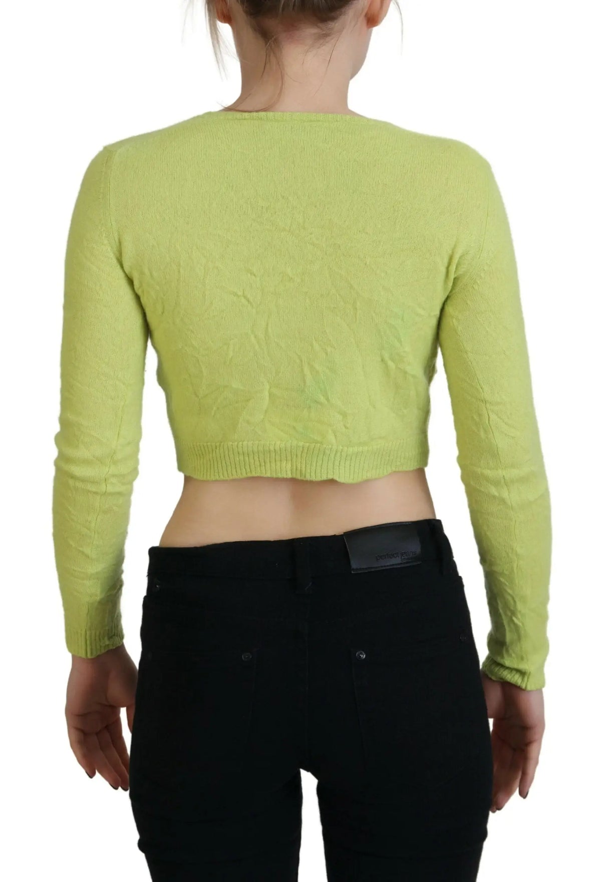 Dsquared² pull court en cachemire vert jaune avec manches longues et motif texturé en maille