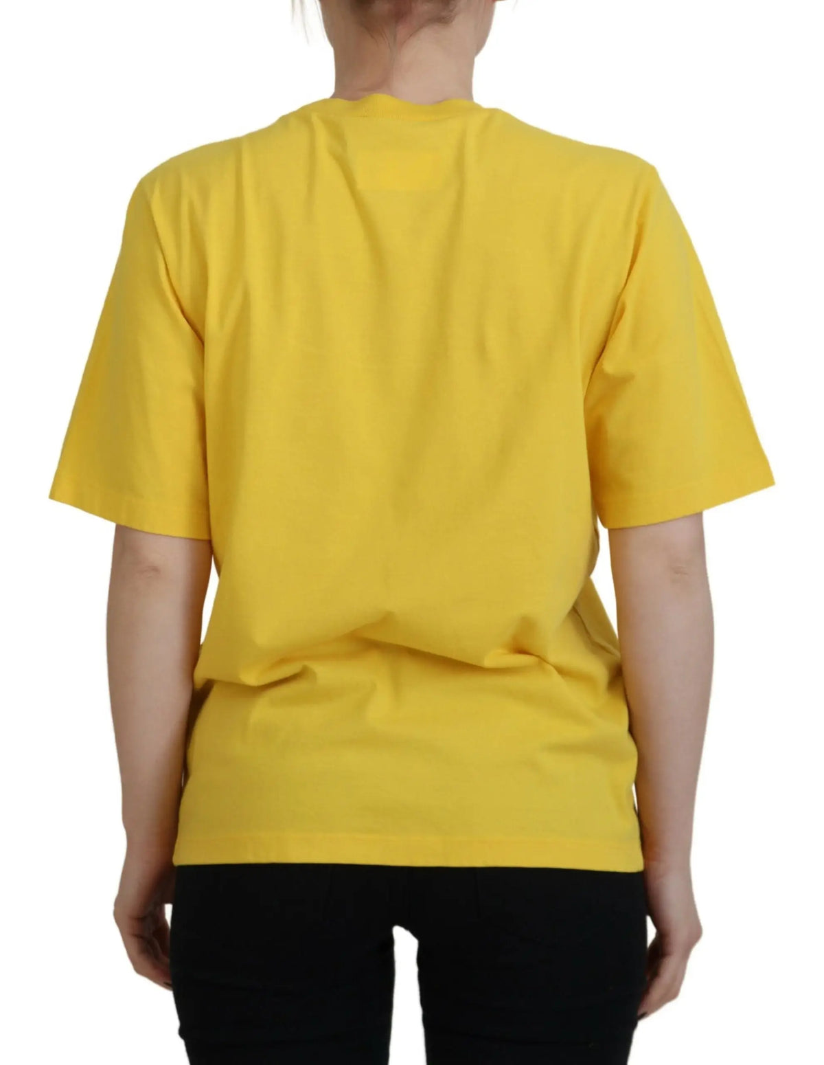 T-shirt jaune vif manches courtes en coton avec col rond classique Dsquared² logo imprimé