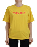 T-shirt dsquared² jaune en coton avec logo rouge imprimé sur la poitrine coupe crewneck facile à porter