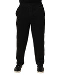 Pantalon emporio armani noir en mélange coton avec taille élastique logo et poches latérales discrètes coupe décontractée