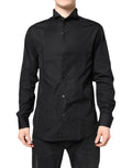 Chemise noire manches longues en coton emporio armani col classique boutonnée devant pour tenue formelle