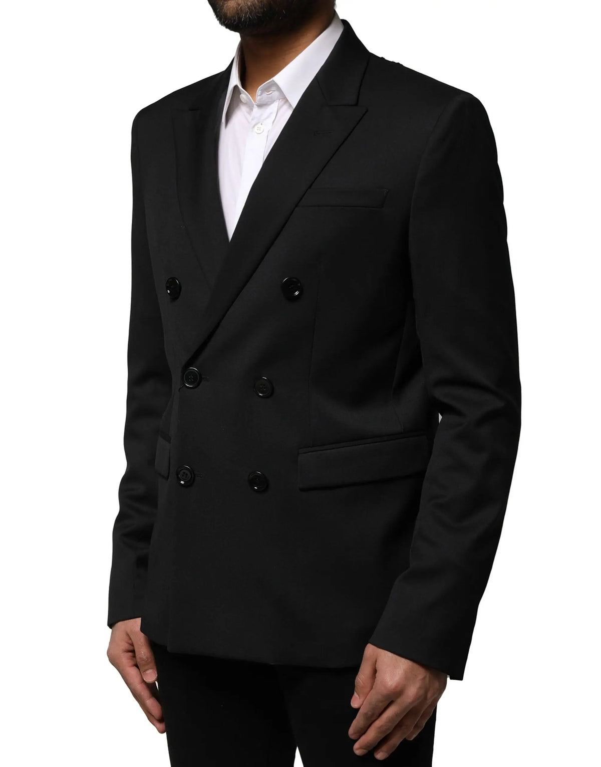 Veste blazer costume homme emporio armani noire à double boutonnage avec boutons assortis et coupe ajustée
