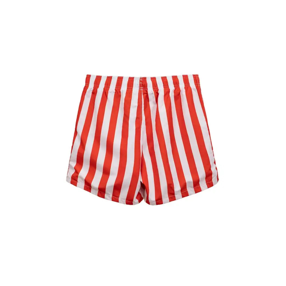 Bas de maillot de bain emporio armani rouge en polyester avec rayures verticales rouges et blanches