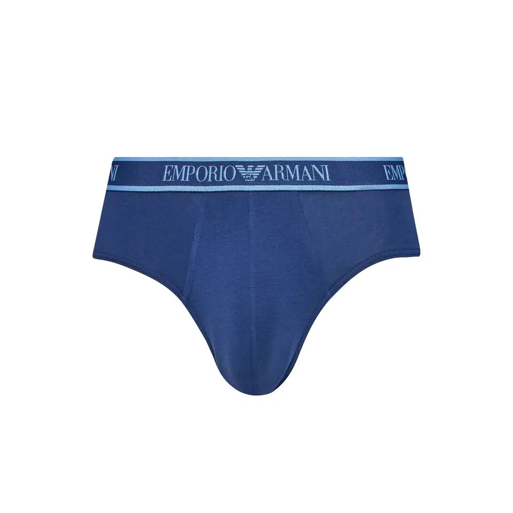 Caleçon emporio armani bleu marine en coton avec ceinture assortie logo bleu clair pour homme