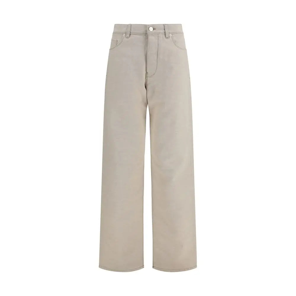 Pantalon large beige fendi en coton denim avec un design minimaliste classique