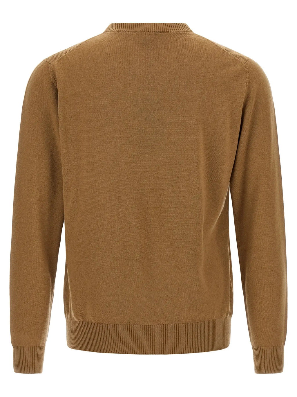 Cardigan beige fendi en laine vierge avec manches longues beige et bords côtelés