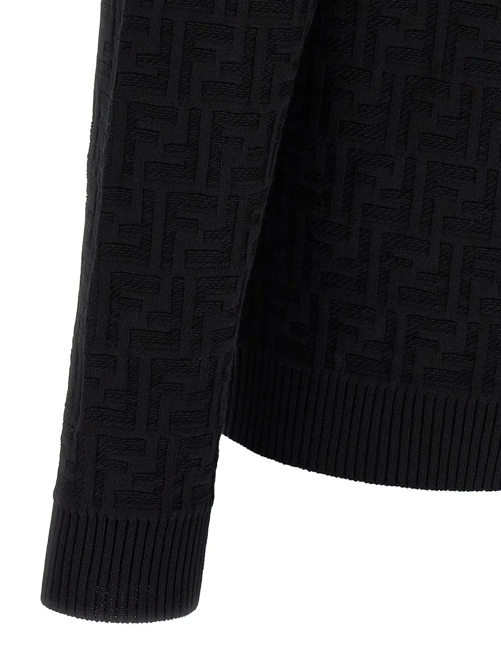 Cardigan en coton noir fendi avec motif en relief logo ff tricoté pour un style élégant