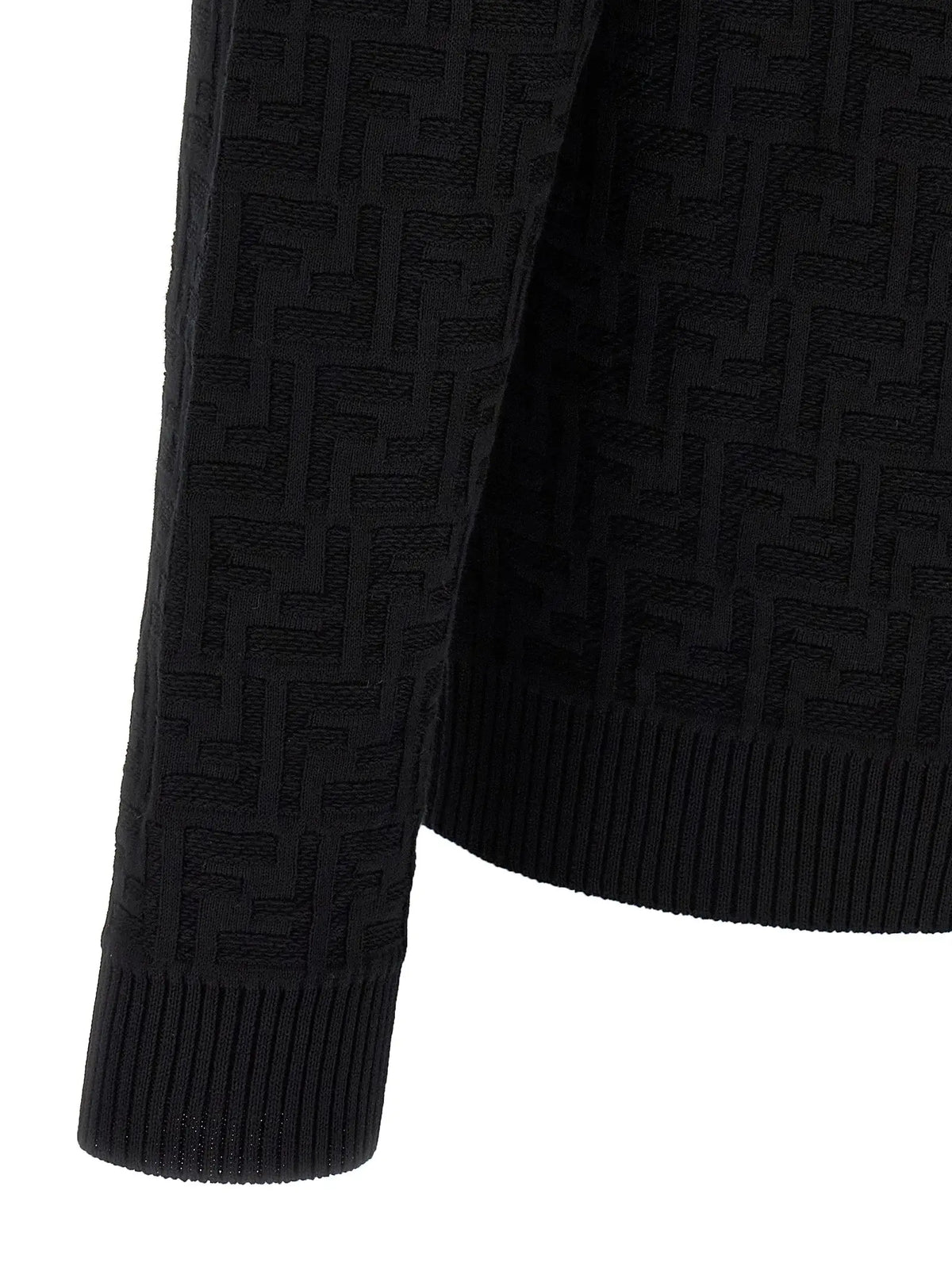 Cardigan en coton noir fendi avec motif en relief logo ff tricoté pour un style élégant