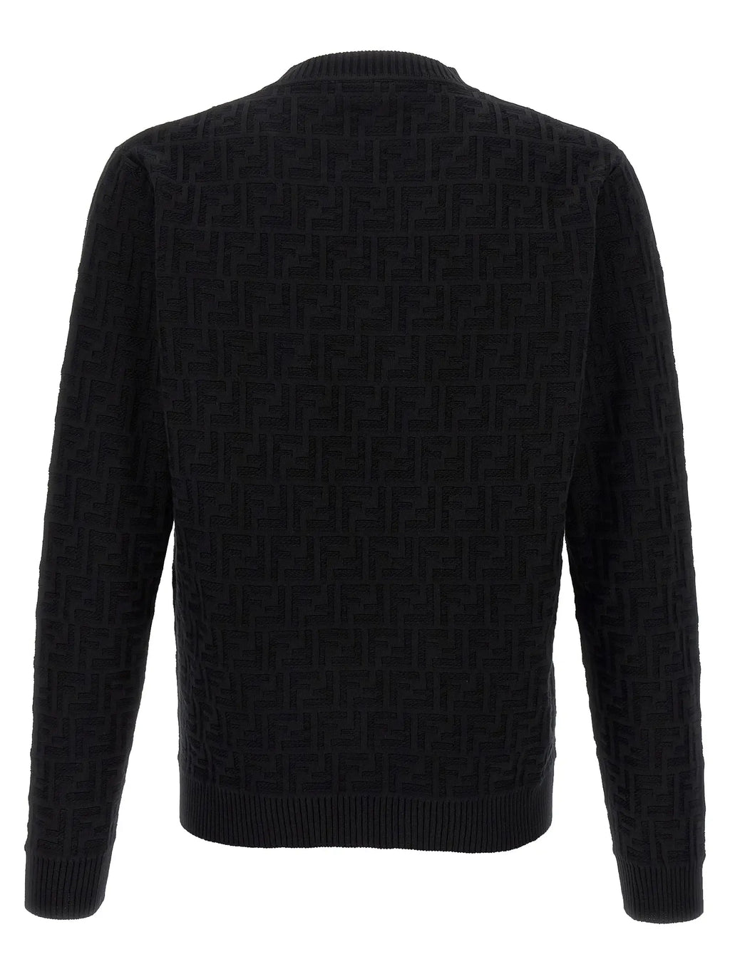 Cardigan en coton noir fendi avec motif texturé répétitif du logo ff