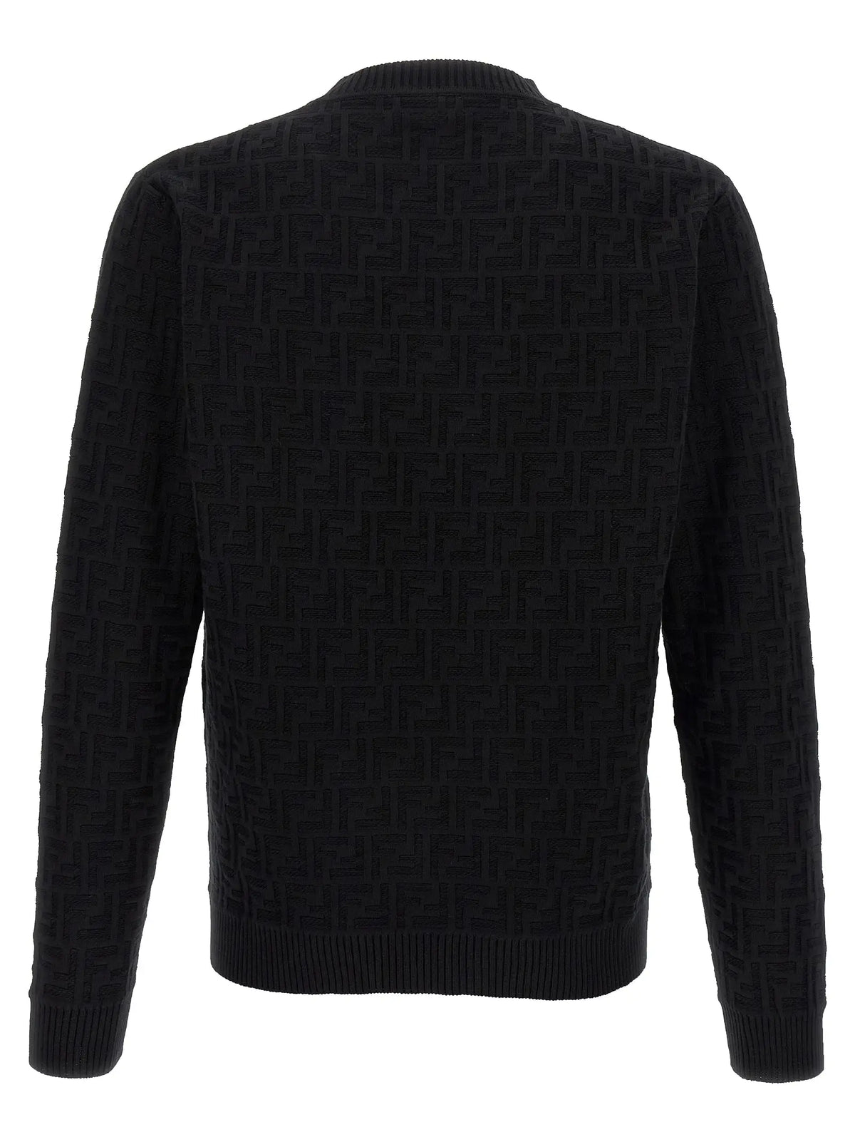 Cardigan en coton noir fendi avec motif texturé répétitif du logo ff
