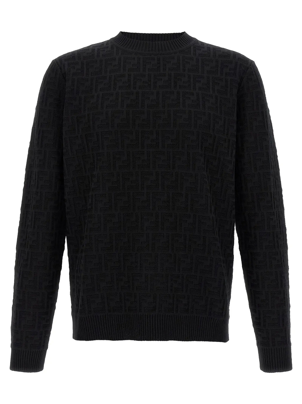 Cardigan en coton noir fendi avec motif texturé répétitif du logo ff