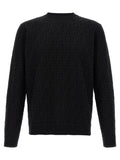 Cardigan en coton noir fendi avec motif texturé répétitif du logo ff