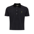 Polo en coton noir fendi avec col contrastant noir, trois boutons argentés et logo y vert néon brodé