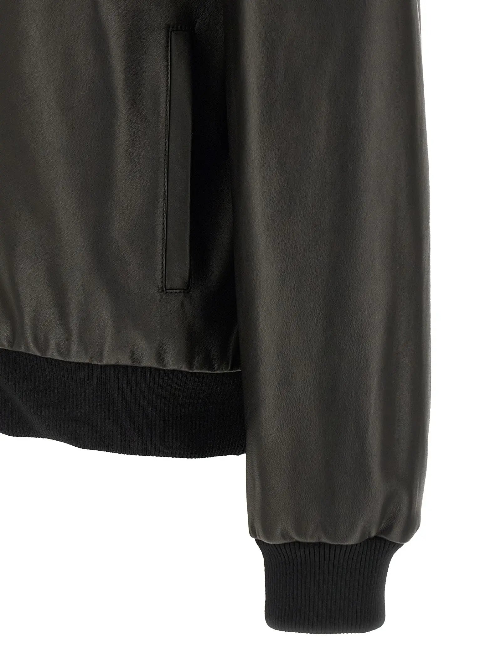 Veste bomber vert olive foncé avec coquille extérieure lisse légèrement réfléchissante et poignets côtelés noirs