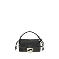 Sac à main fendi noir en agneau avec fermoir logo ff doré et poignée supérieure