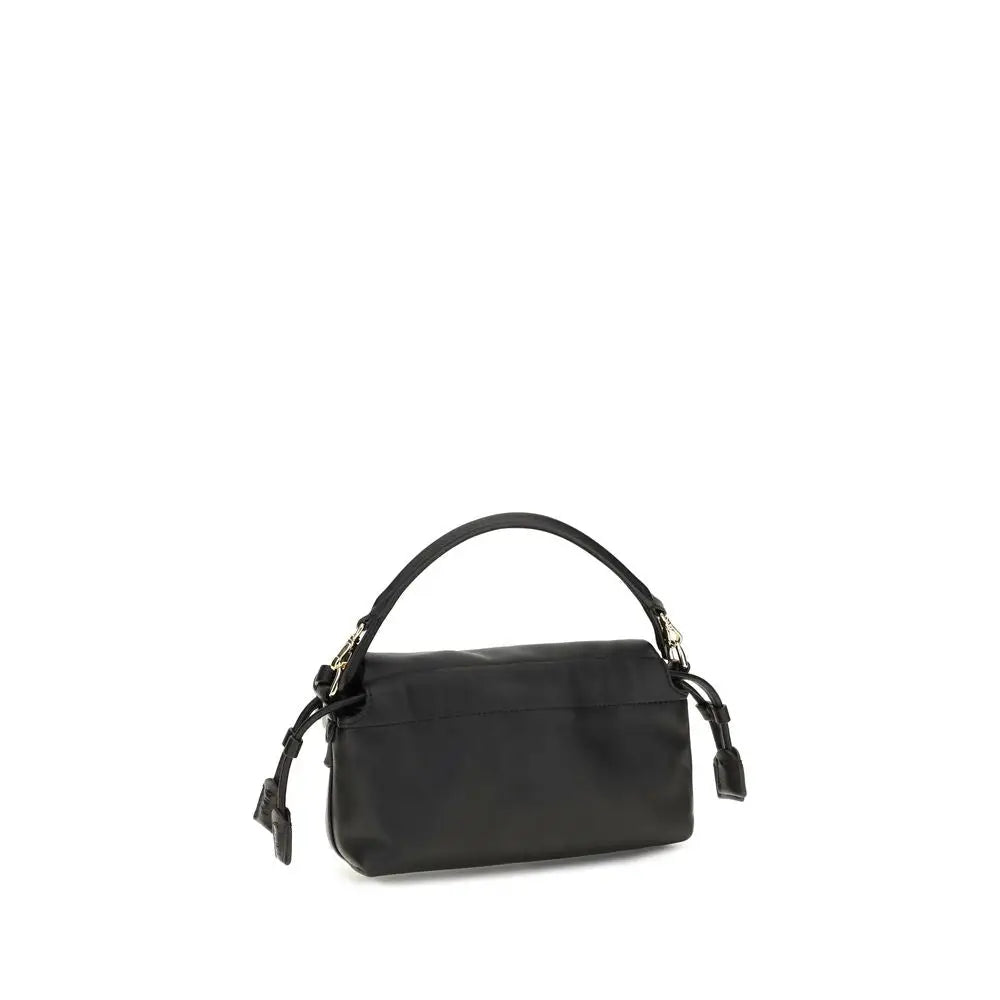 Sac à main fendi black lamb ovis aries en cuir noir structuré avec design minimaliste et détails dorés