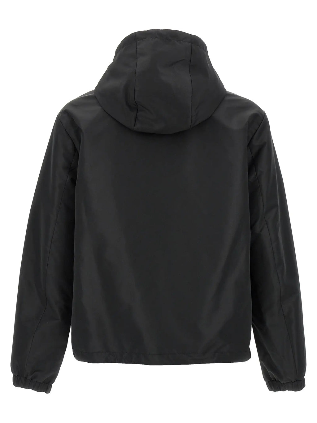 Veste fendi noire en polyester avec capuche, design minimaliste et poignets élastiques