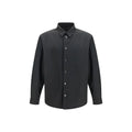 Chemise noire fendi en polyester avec col classique manches longues et boutons argentés