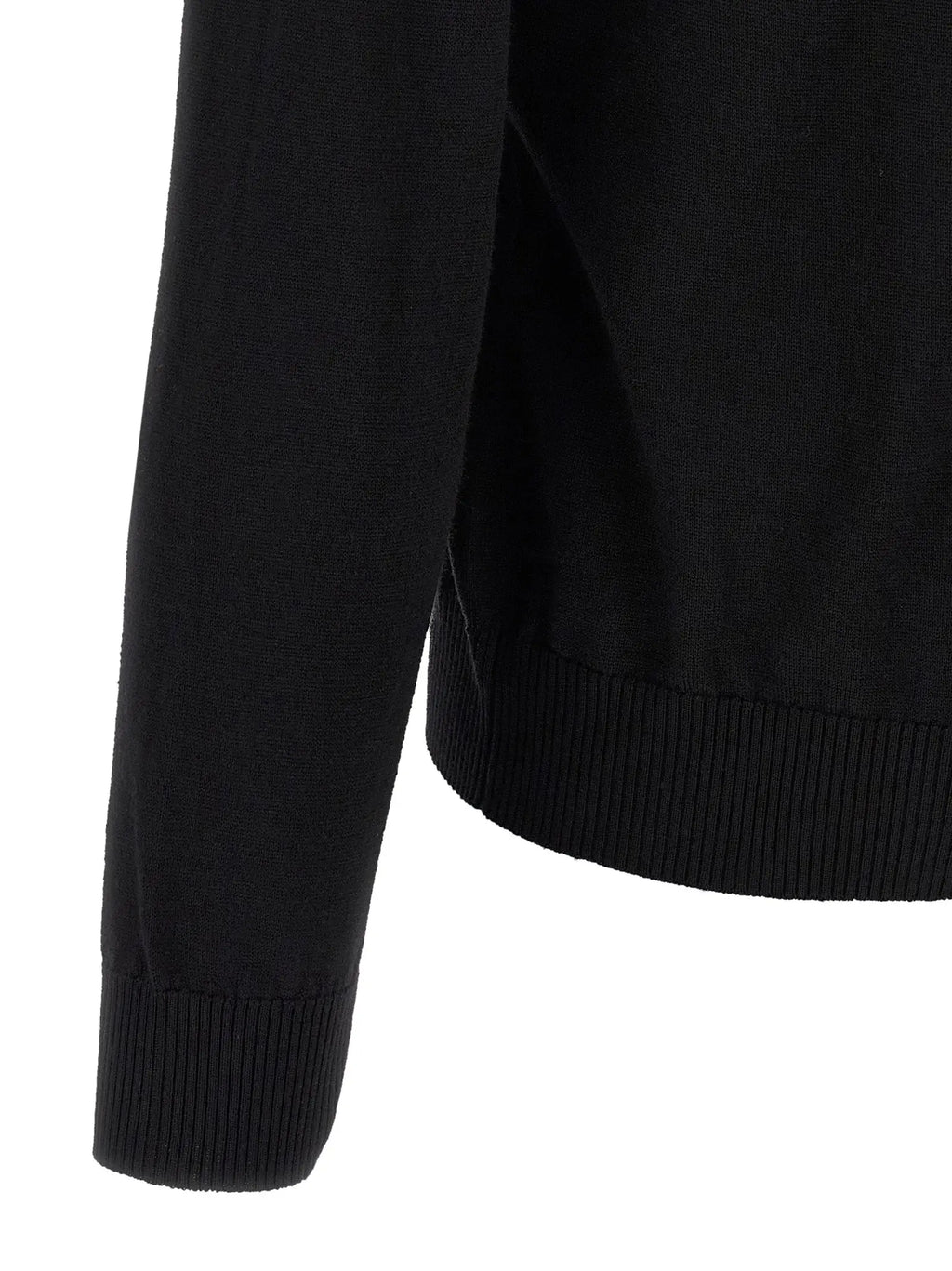 Manche de cardigan fendi noir en laine vierge côtelée avec texture lisse et poignets finement finis