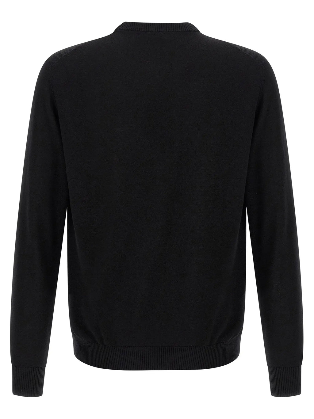 Cardigan fendi noir en laine vierge avec col rond et poignets et ourlet côtelés