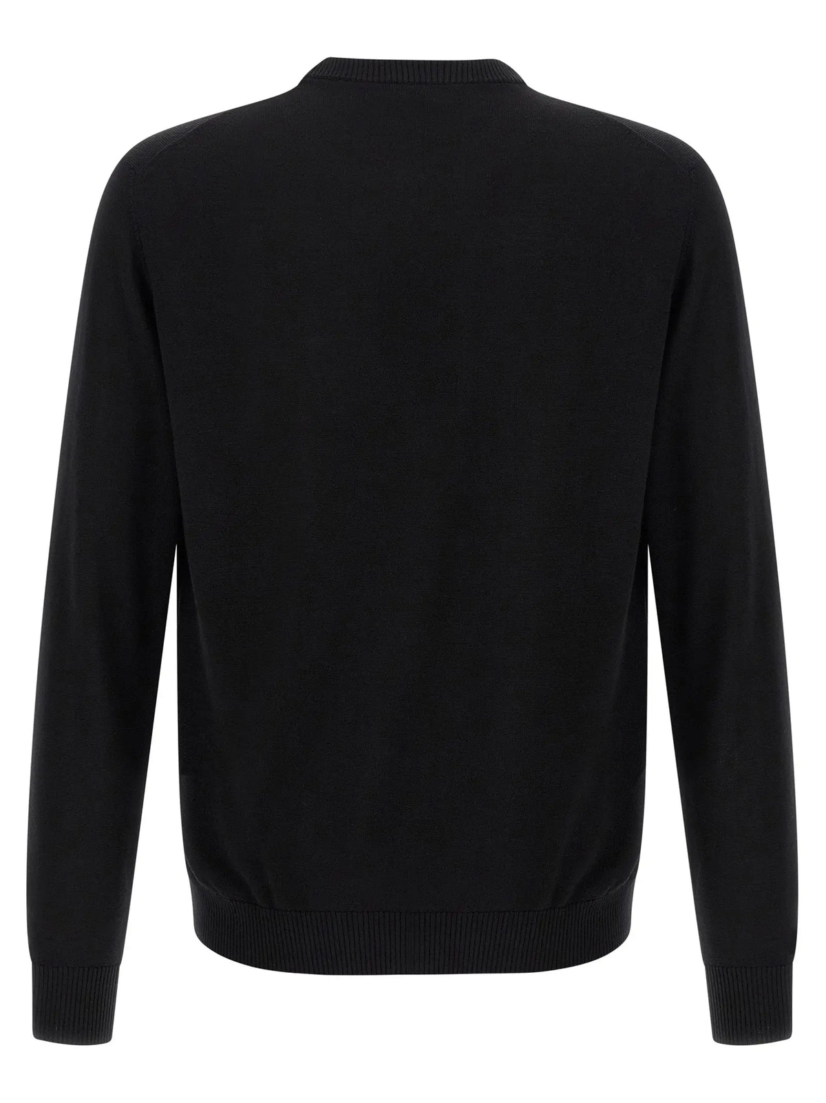 Cardigan fendi noir en laine vierge avec col rond et poignets et ourlet côtelés