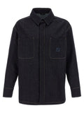 Veste en denim bleu fendi en coton avec surpiqûres blanches contrastées et logo fendi discret sur la poche poitrine