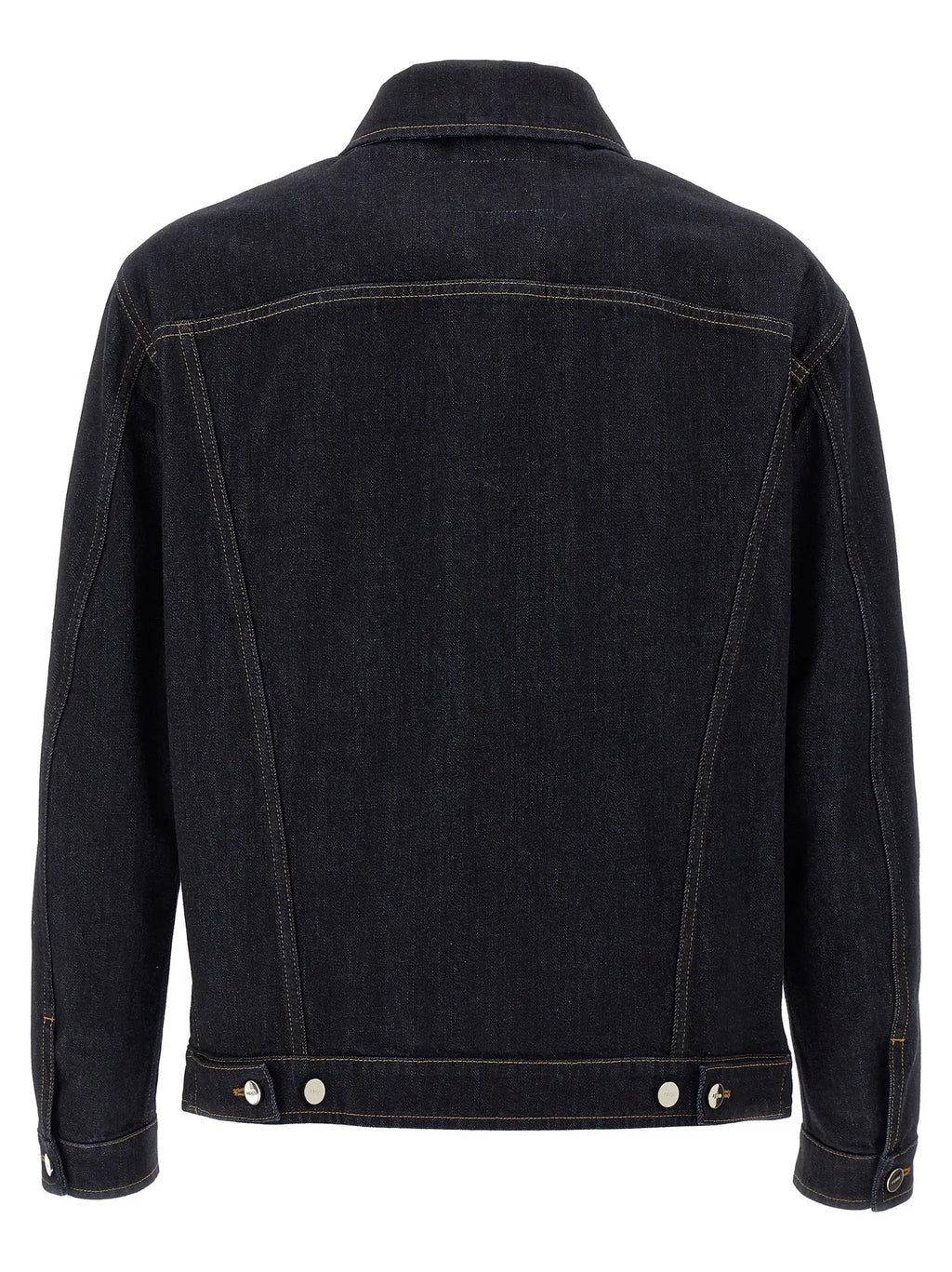 Veste en denim bleu fendi en coton avec couture classique et poignets à boutons en denim noir