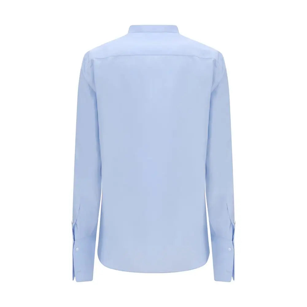 Chemise habillée homme fendi bleu en coton à manches longues col classique et poignets boutonnés