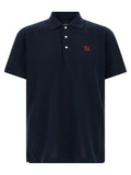 Polo fendi bleu marine en coton avec logo rouge brodé sur la poitrine