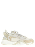 Chaussures de sport blanches Fendi en polyester avec semelles épaisses et design moderne, vues de face.