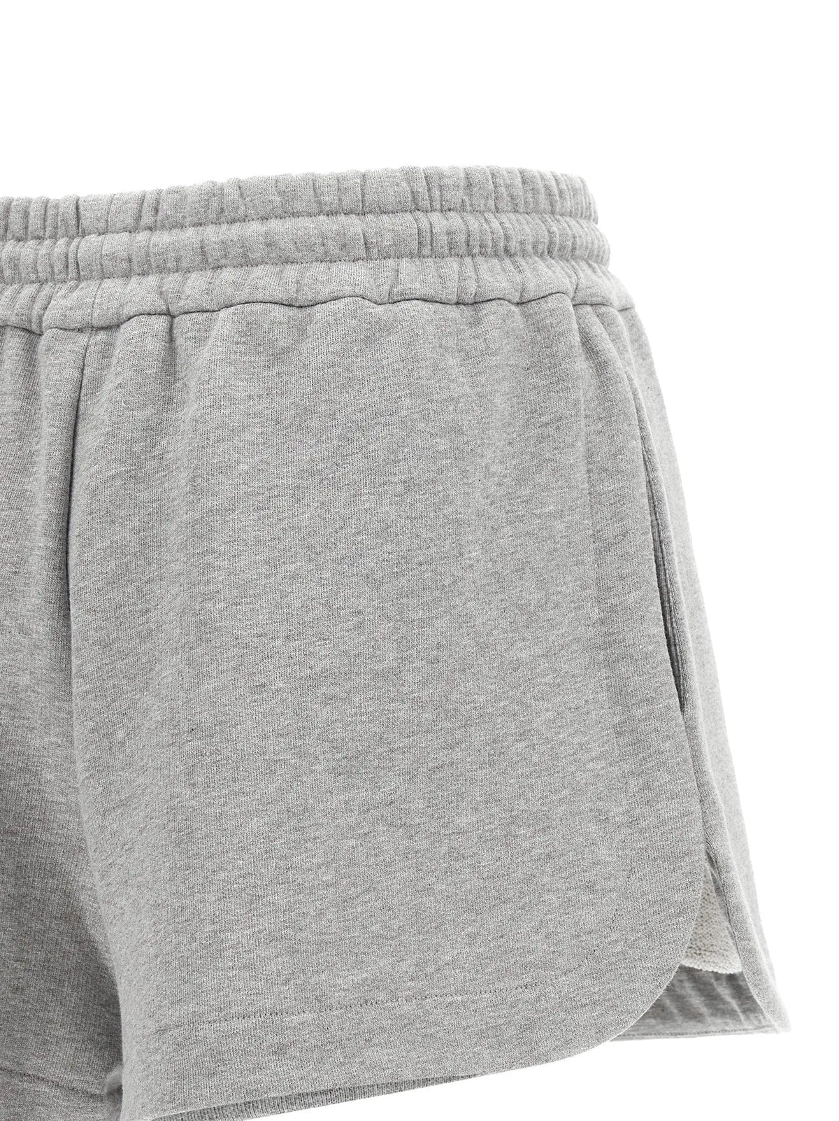 Fendi bermuda shorts en coton gris chiné avec taille élastique côtelée et poches latérales
