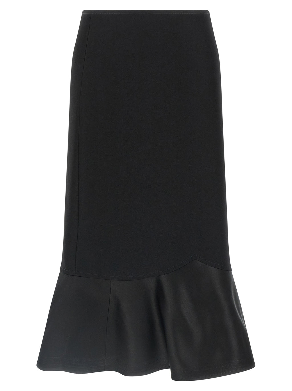 Jupe midi noire en laine vierge de Fendi, plissée et élégante, visible dans l'image.