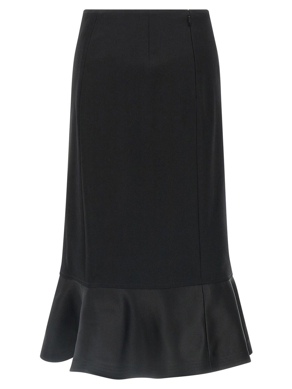 Jupe midi en laine vierge noire de Fendi, élégante et sophistiquée, avec coupe fluide et détails modernes.