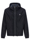 Veste en polyester bleu de la marque Fendi, coupe ajustée avec fermeture éclair et col montant, vue de face.