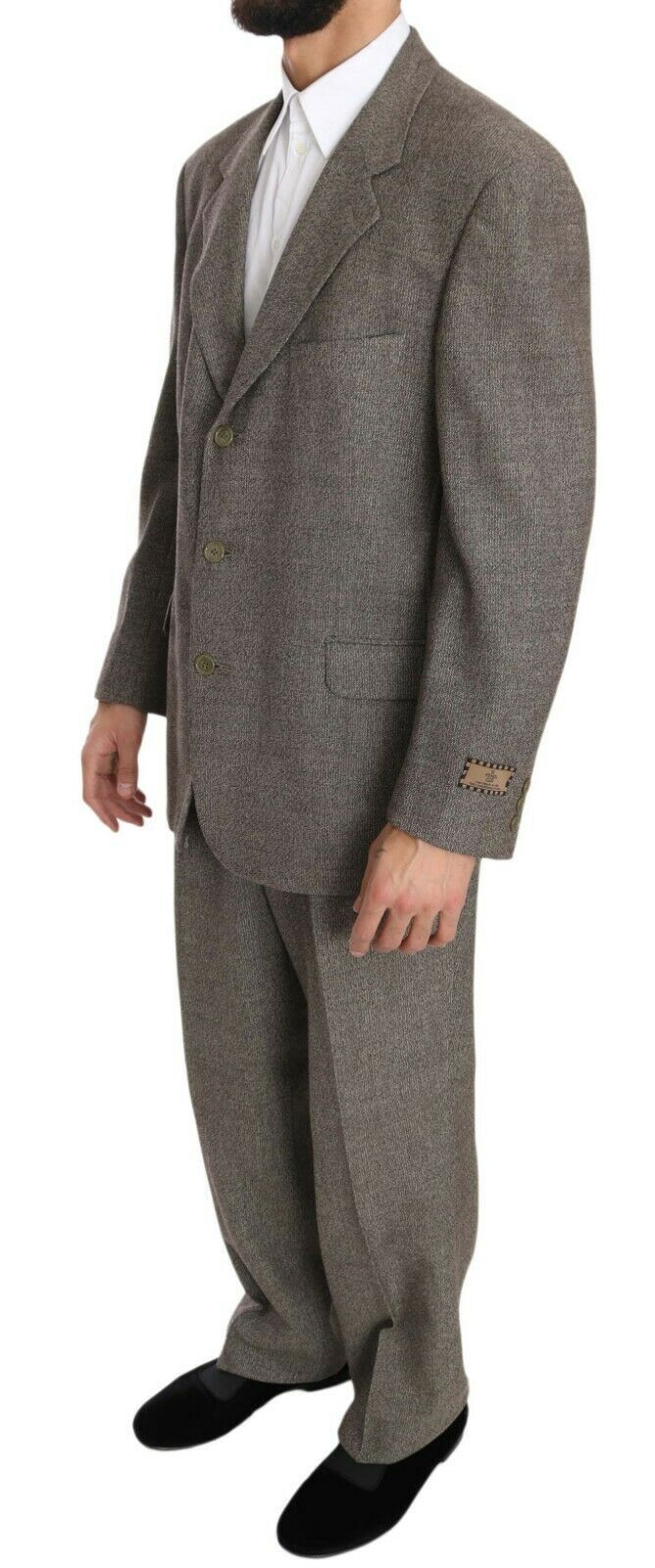 Costume classique marron en laine Fendi, coupe régulière, à boutonnière simple, pour homme.