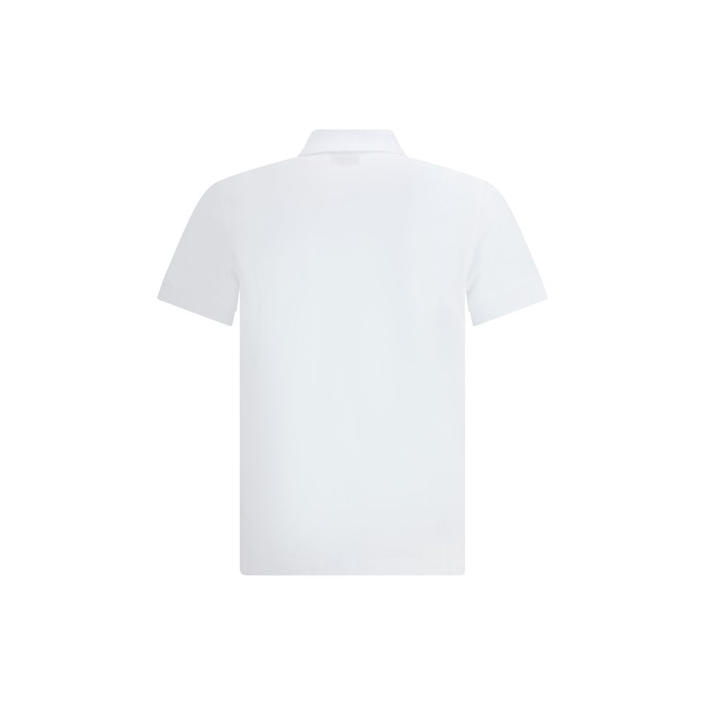 Polo en coton blanc de marque Fendi, chemise classique avec col et manches courtes, vue de face.