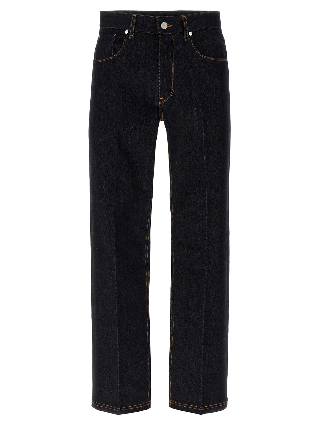 Jeans Fendi en coton bleu à coupe droite, vue détaillée du pantalon décontracté pour homme ou femme.