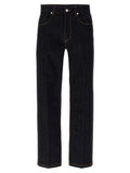 Jeans Fendi en coton bleu à coupe droite, vue détaillée du pantalon décontracté pour homme ou femme.