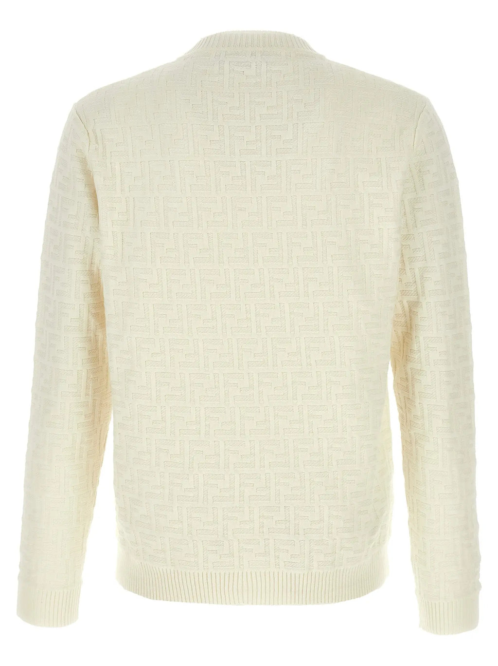 Cardigan fendi blanc en coton avec motif tricoté en relief du logo ff crème