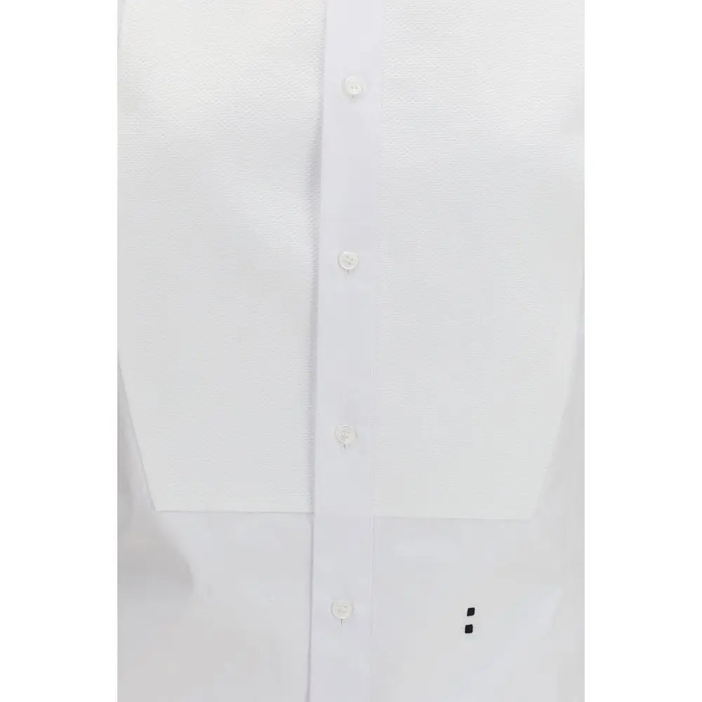 Chemise habillée fendi blanche en coton avec tissage texturé subtil et boutons assortis