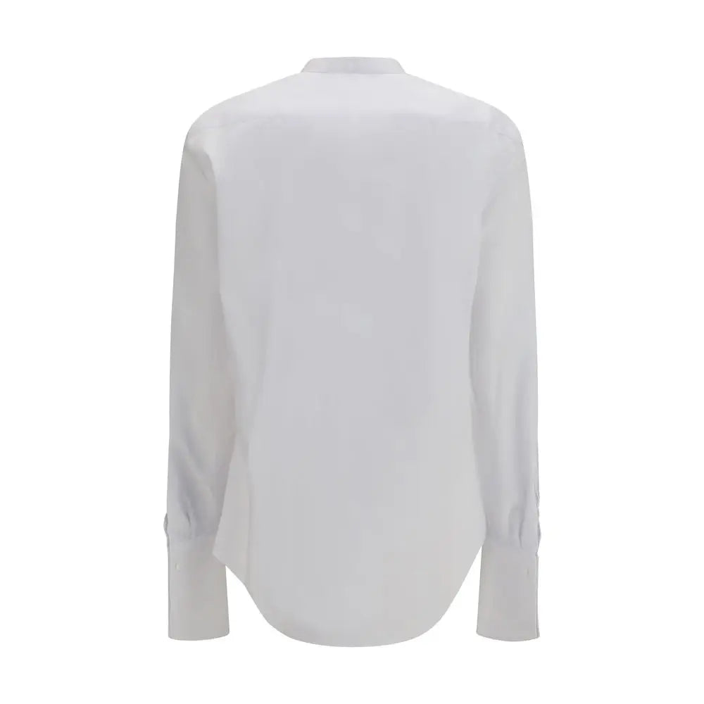 Chemise blanche en coton fendi à manches longues avec col classique et poignets soignés
