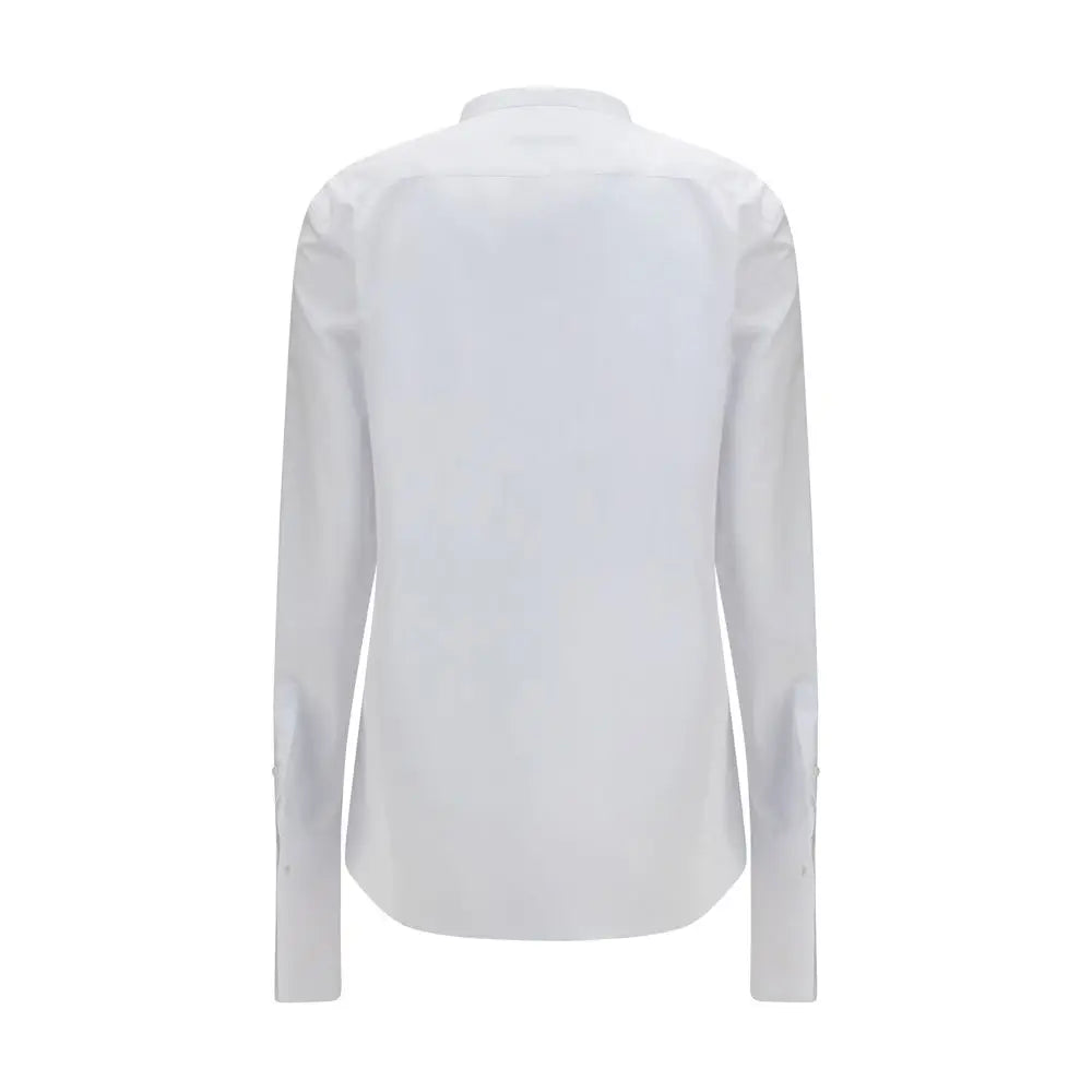 Chemise habillée blanche en coton fendi à manches longues avec col classique et coupe ajustée