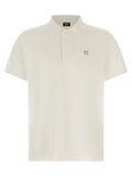 Polo en coton blanc fendi avec patch logo subtil sur la poitrine et étiquette de marque au col