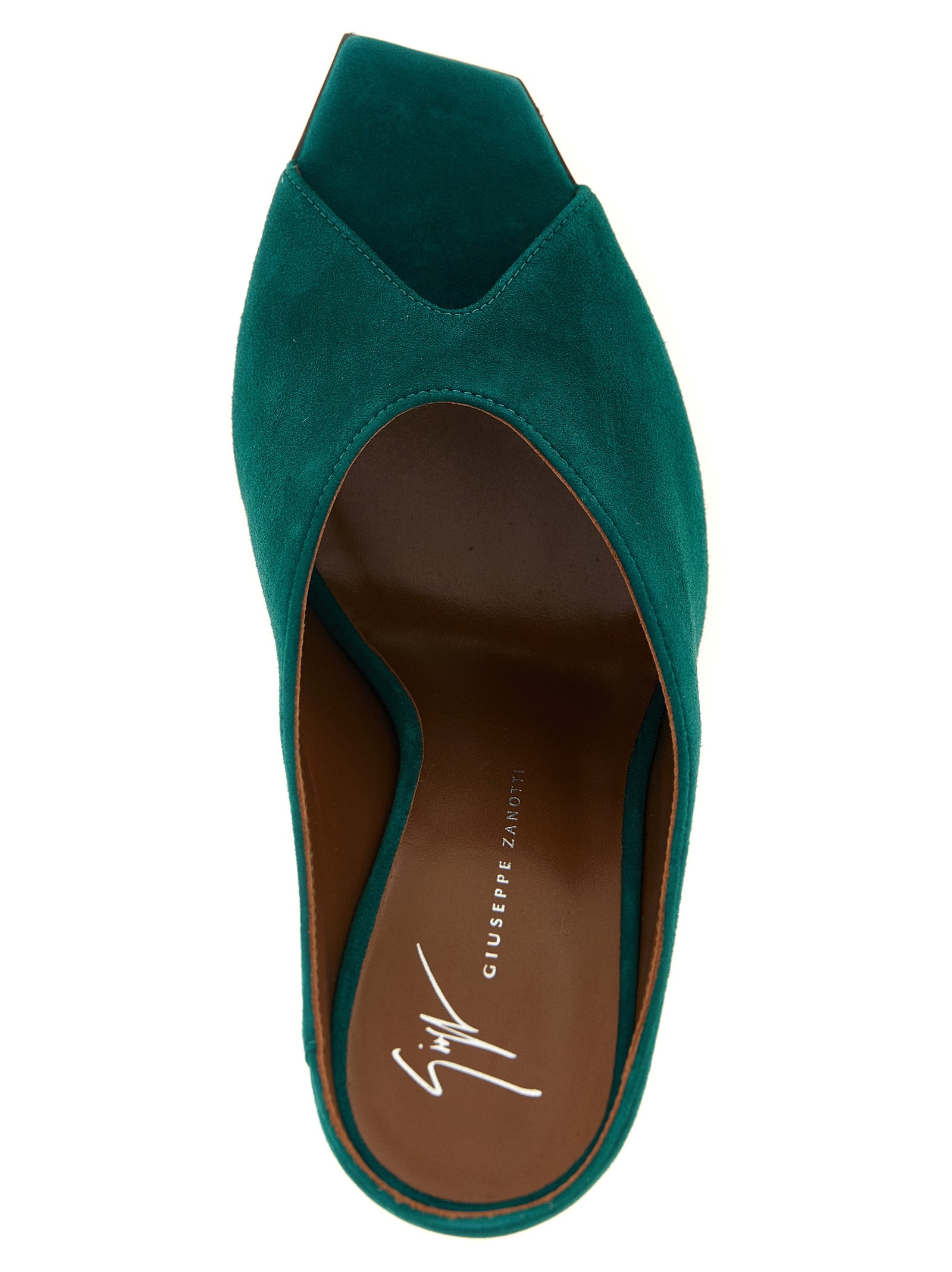 Sandales à talons stilettos en daim bicolore Giuseppe Zanotti, élégantes et sophistiquées, avec design moderne et finition soignée.