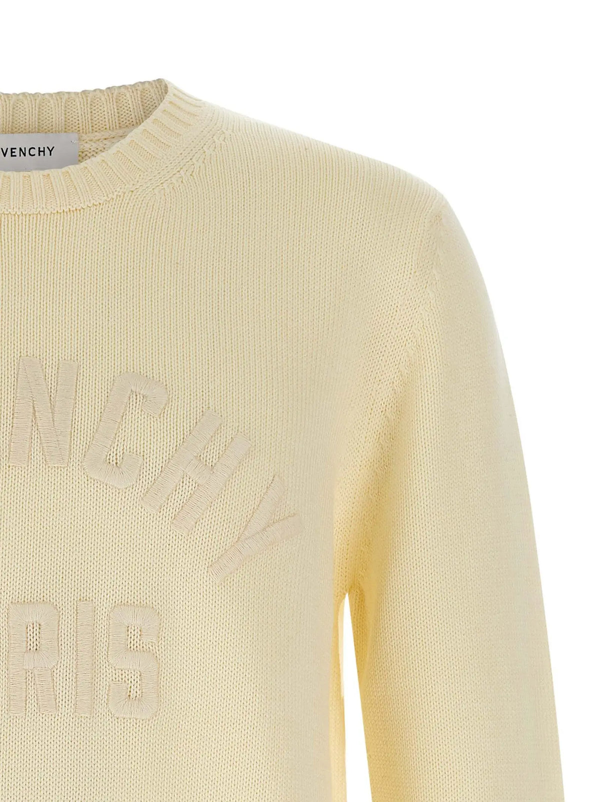 Cardigan beige en coton givenchy avec logo givenchy paris texturé brodé sur la poitrine
